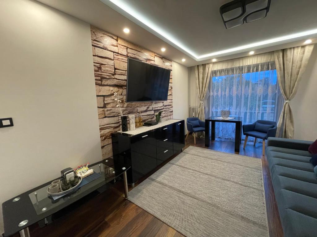 Spacious living room in Antibes apartment with air conditioning 2
